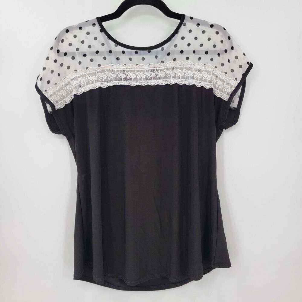 Faith and Joy Women's L Polyester Polka Dot Bow Back Blouse